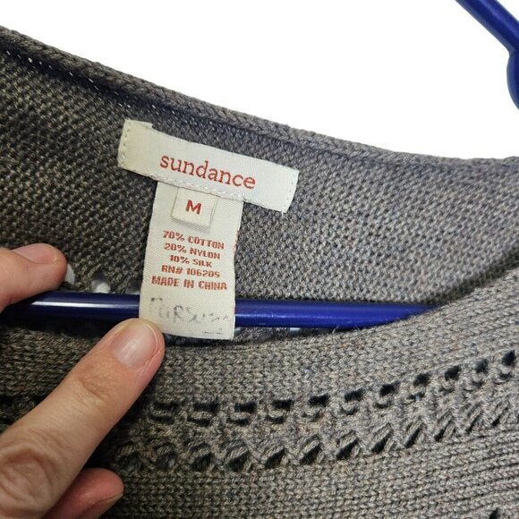 Sundance Womens Cable Open Knit Brown Sweater Dress‎ Silk Blend Unlined M - Picture 3 of 10